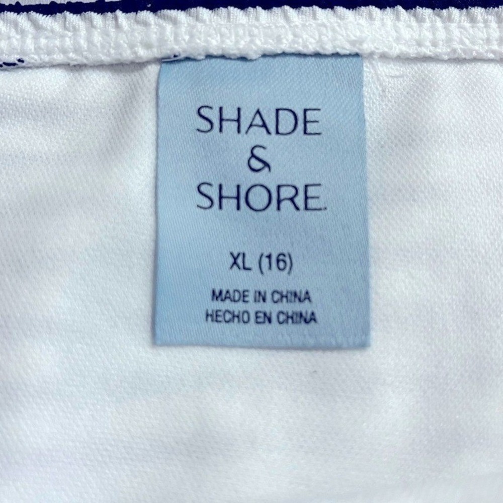 Shade & Shore High Waist Navy Striped Ribbed Bikini Bottom XL High Leg NWT - Picture 8 of 11